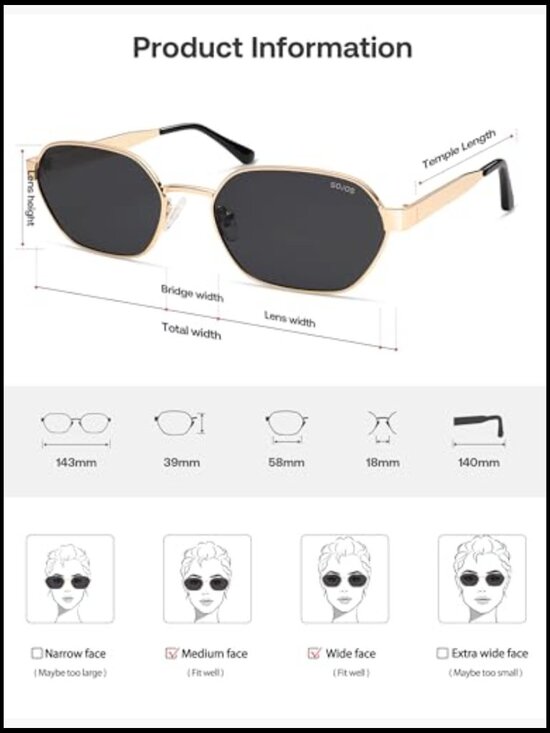 Metal Frame Polarized Hexagon Sunglasses UV400 Protection main image 5